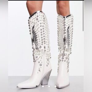 Rhinestone cowboy boot white